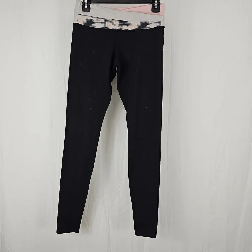 Lululemon Black Leggings Pink Gray Layered Wunder Under Leggings Athletic Size 6